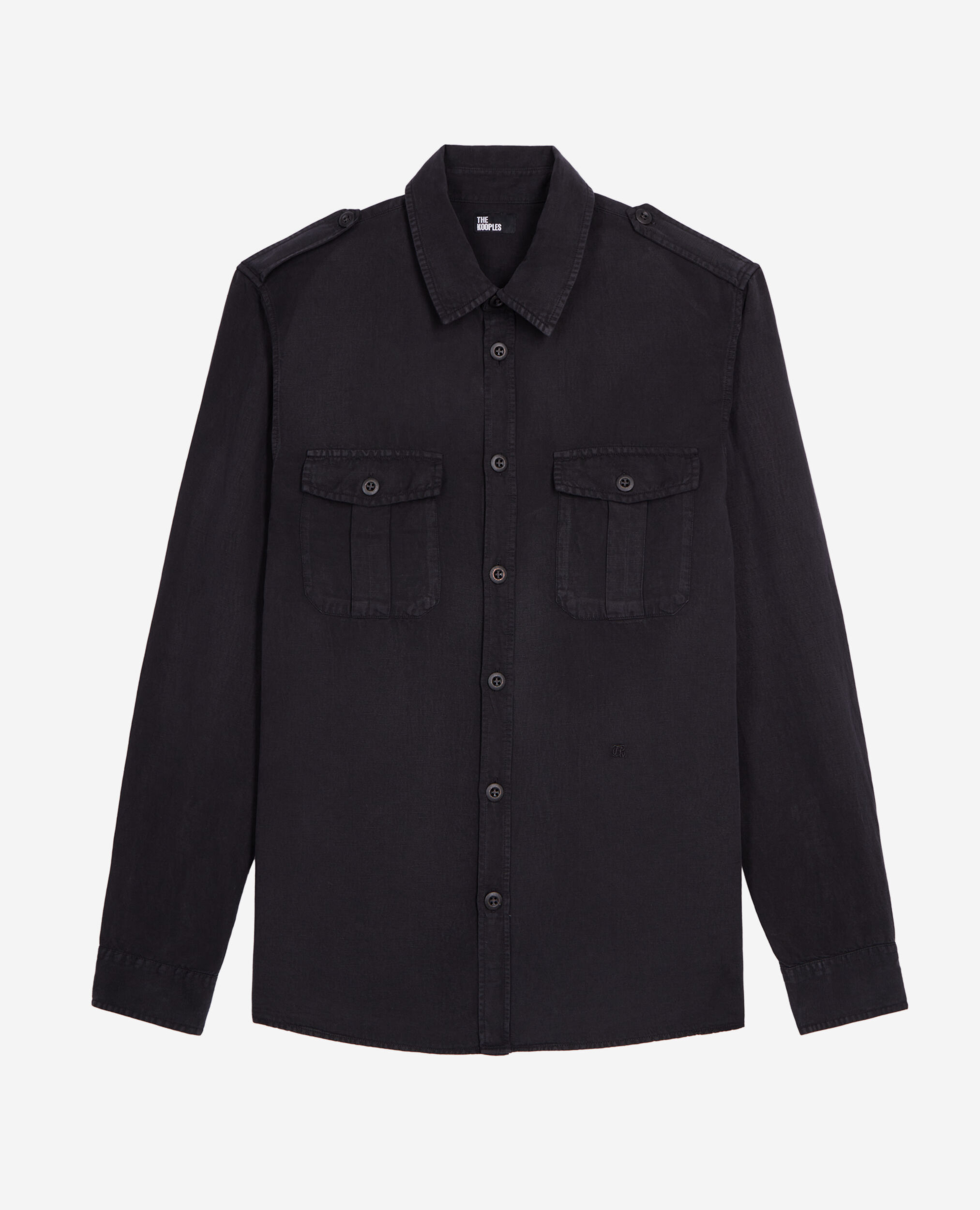 Camisa negra lyocell lino, BLACK, hi-res image number null