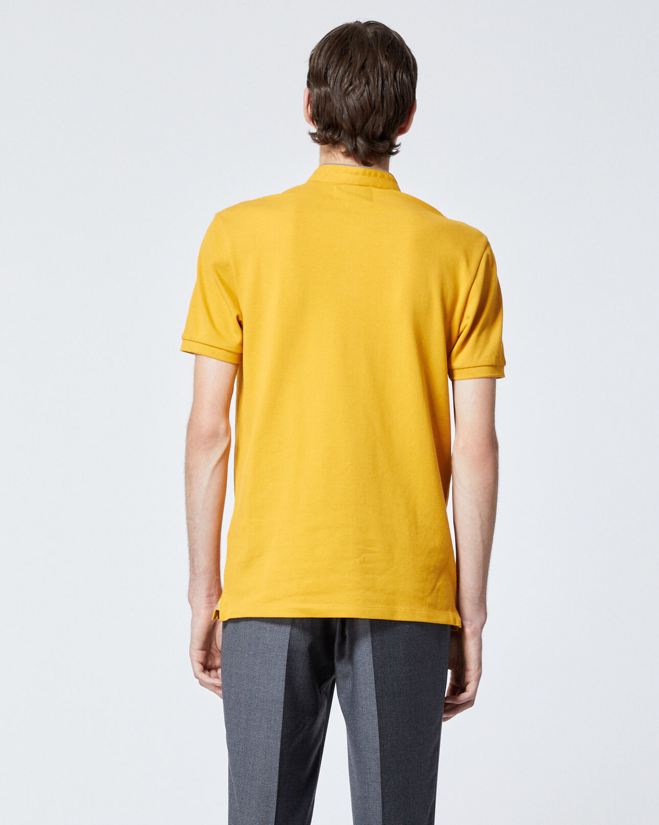 The Kooples HOMME GOLDEN YLW / MED GREY polo coton jaune à passepoil gris