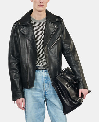 The Kooples HOMME BLACK blouson biker en cuir noir