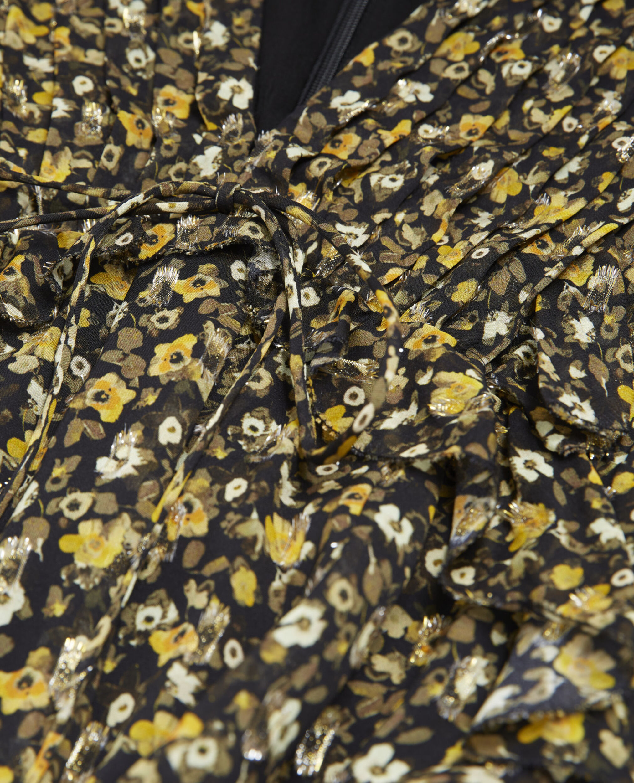 Short frill dress in black and yellow lurex, BLACK-ORANGE, hi-res image number null