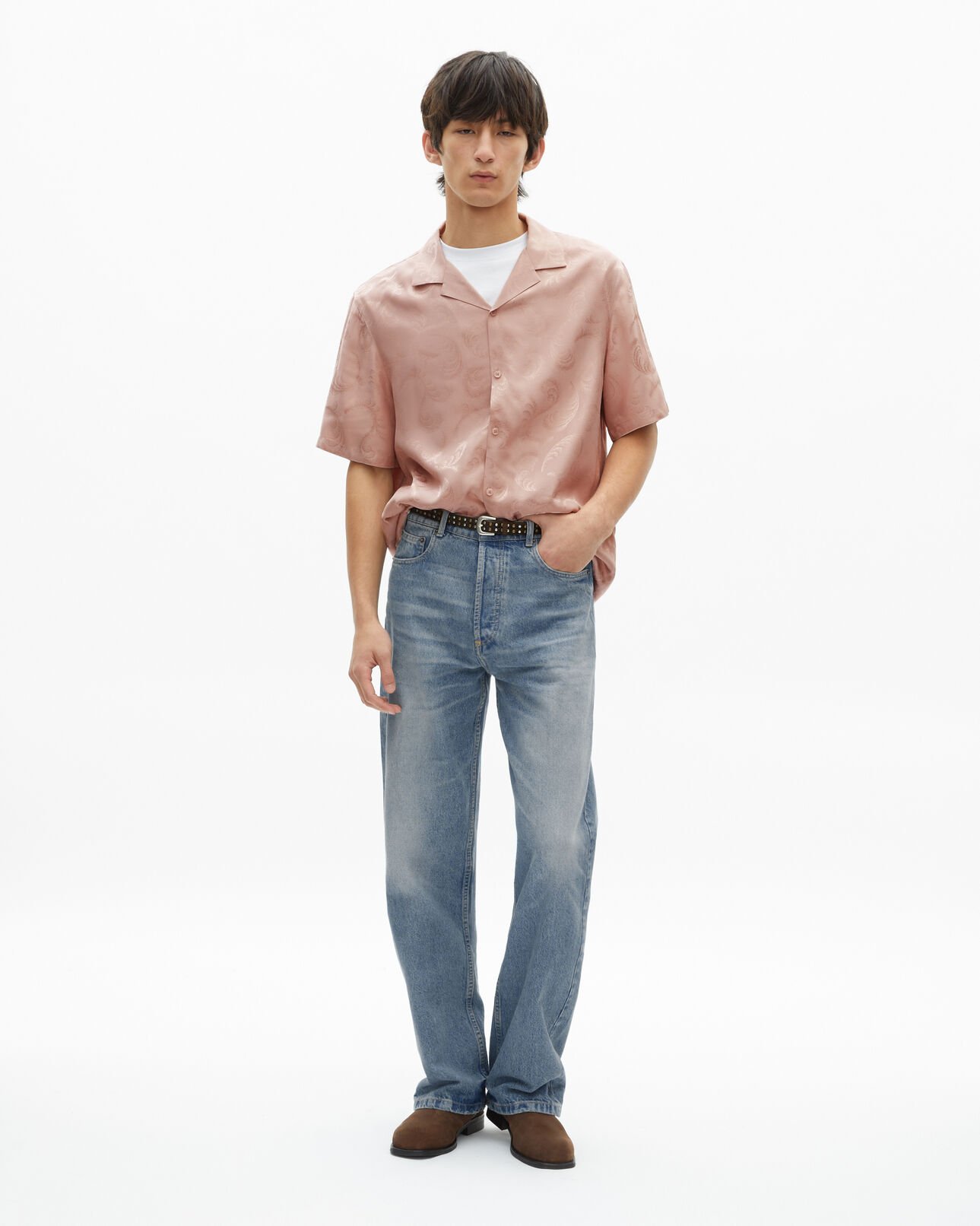 The Kooples HOMBRE LILA camisa jacquard rosa de manga corta