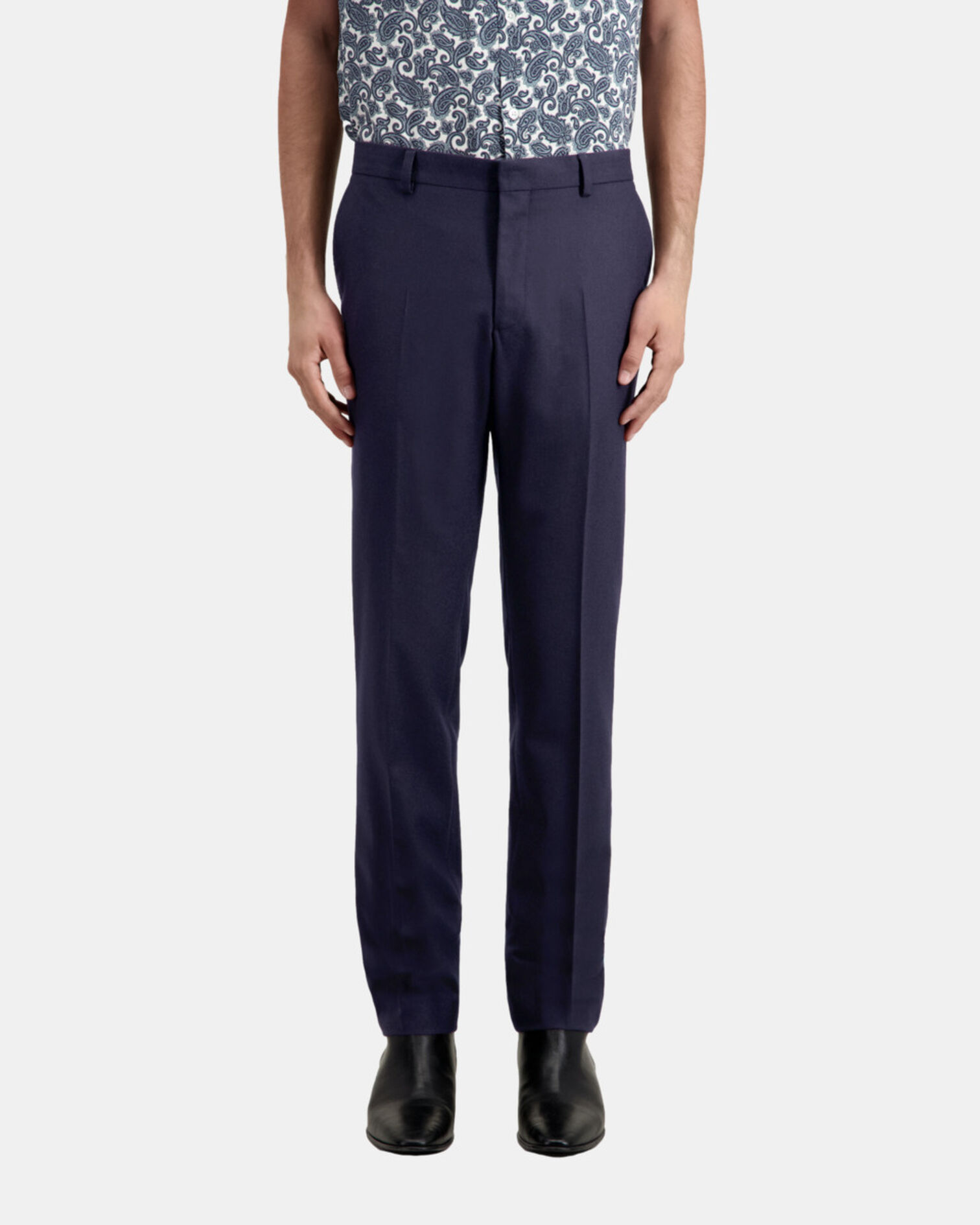 Pantalon de costume bleu marine en flanelle, NAVY, hi-res image number null