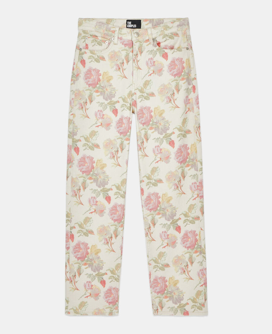 The Kooples WOMEN ECRU floral printed boyfriend jeans