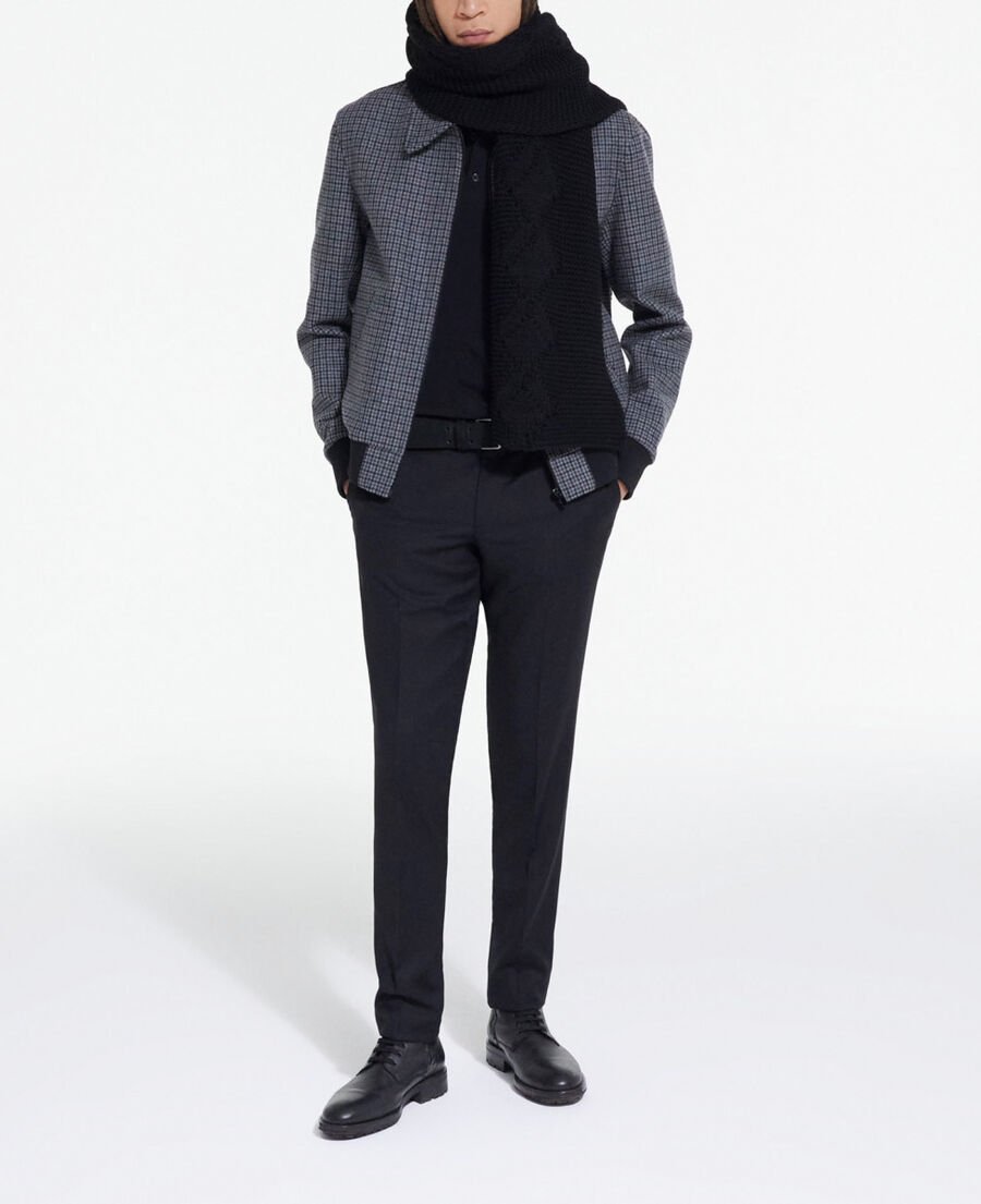 check wool jacket with pockets