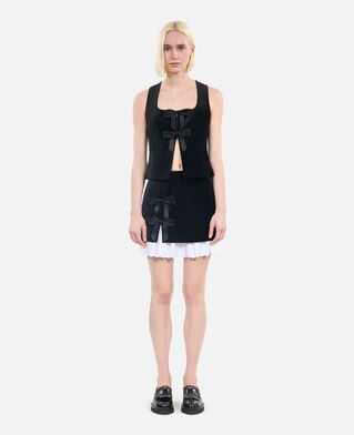 The Kooples F BLACK short black velvet skirt 