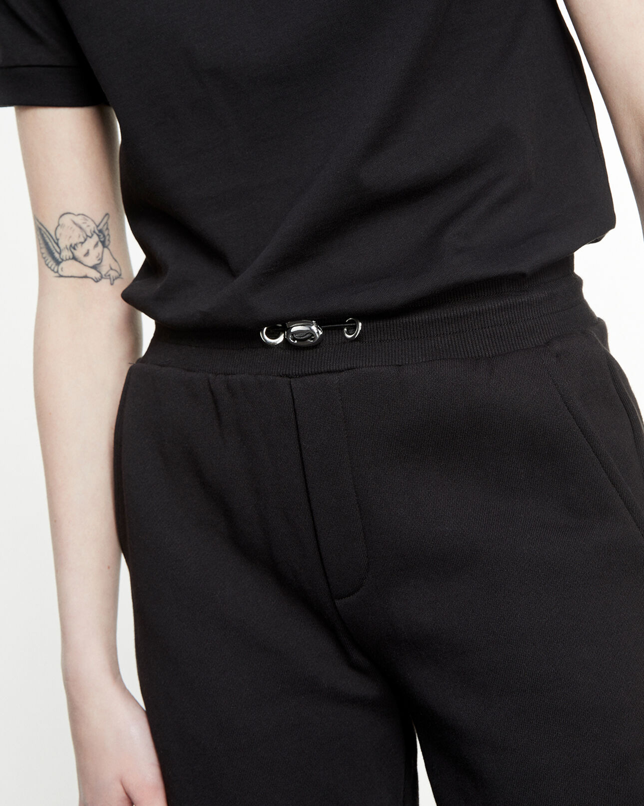 The Kooples FEMME BLACK jogging noir à détails épingles