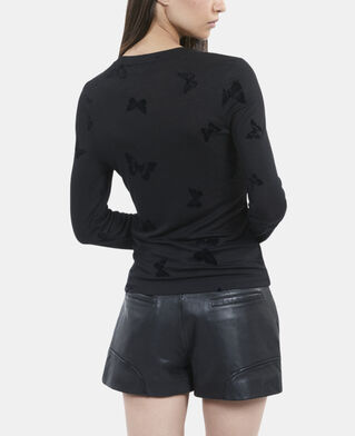 The Kooples DAMEN BLACK lang&auml;rmeliges, schwarzes t-shirt