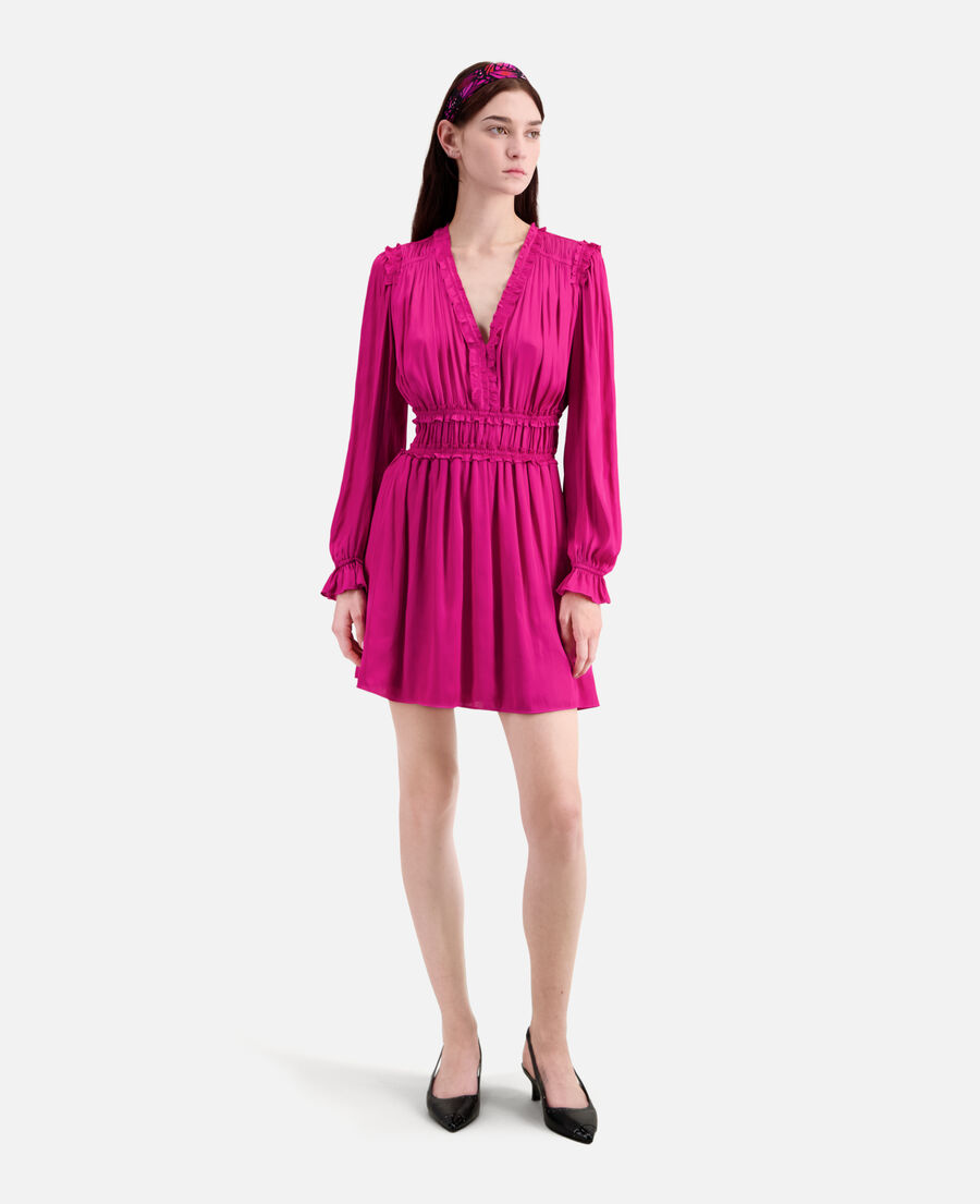short pink dress with shirring