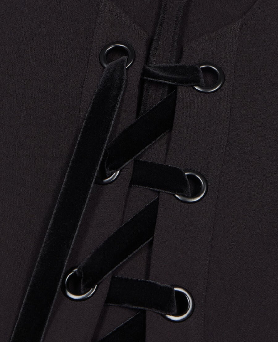 The Kooples DAMEN BLACK schwarzes oberteil mit schnürung