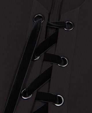 The Kooples DAMEN BLACK schwarzes oberteil mit schnürung