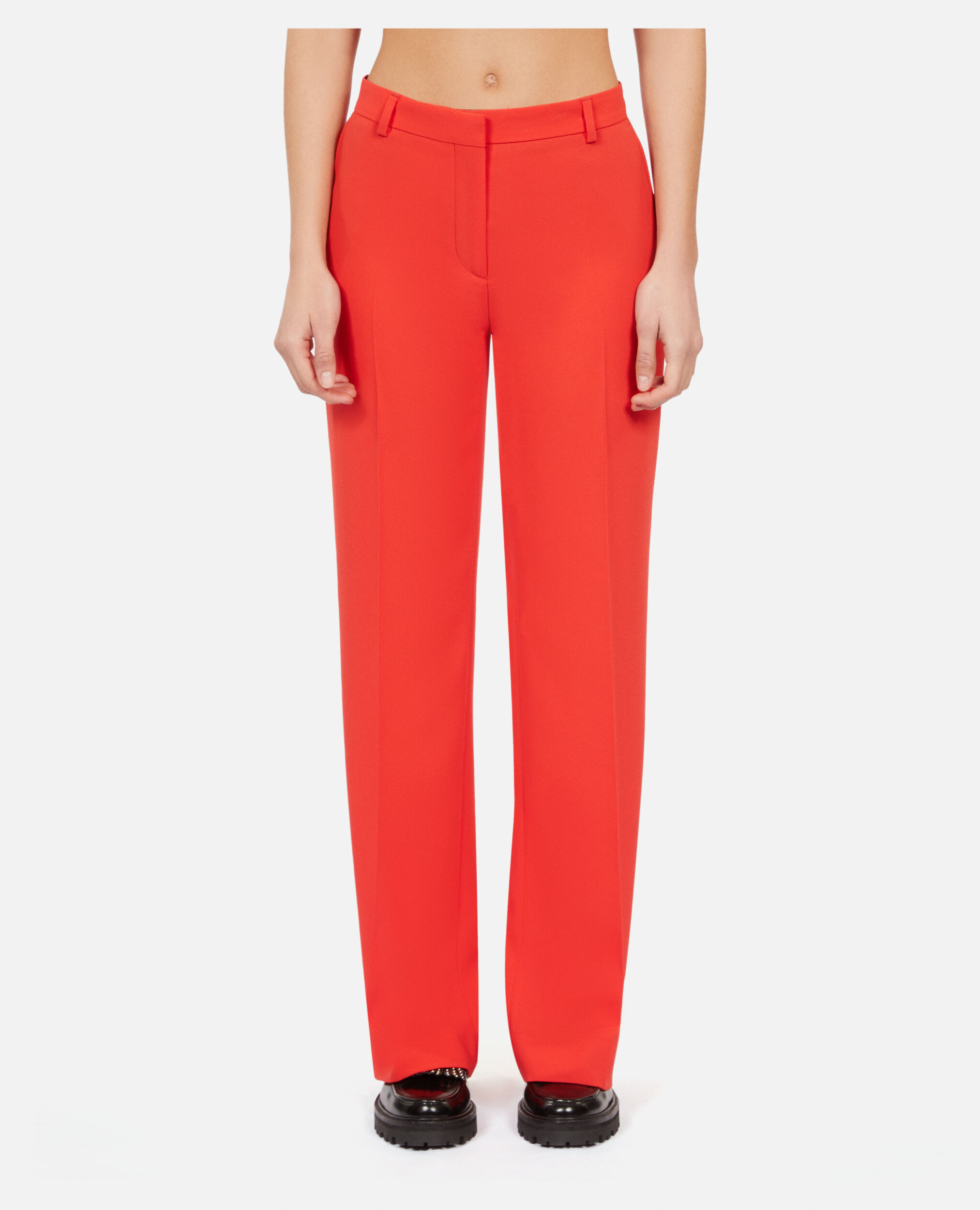 Red crepe suit trousers, RED, hi-res image number null