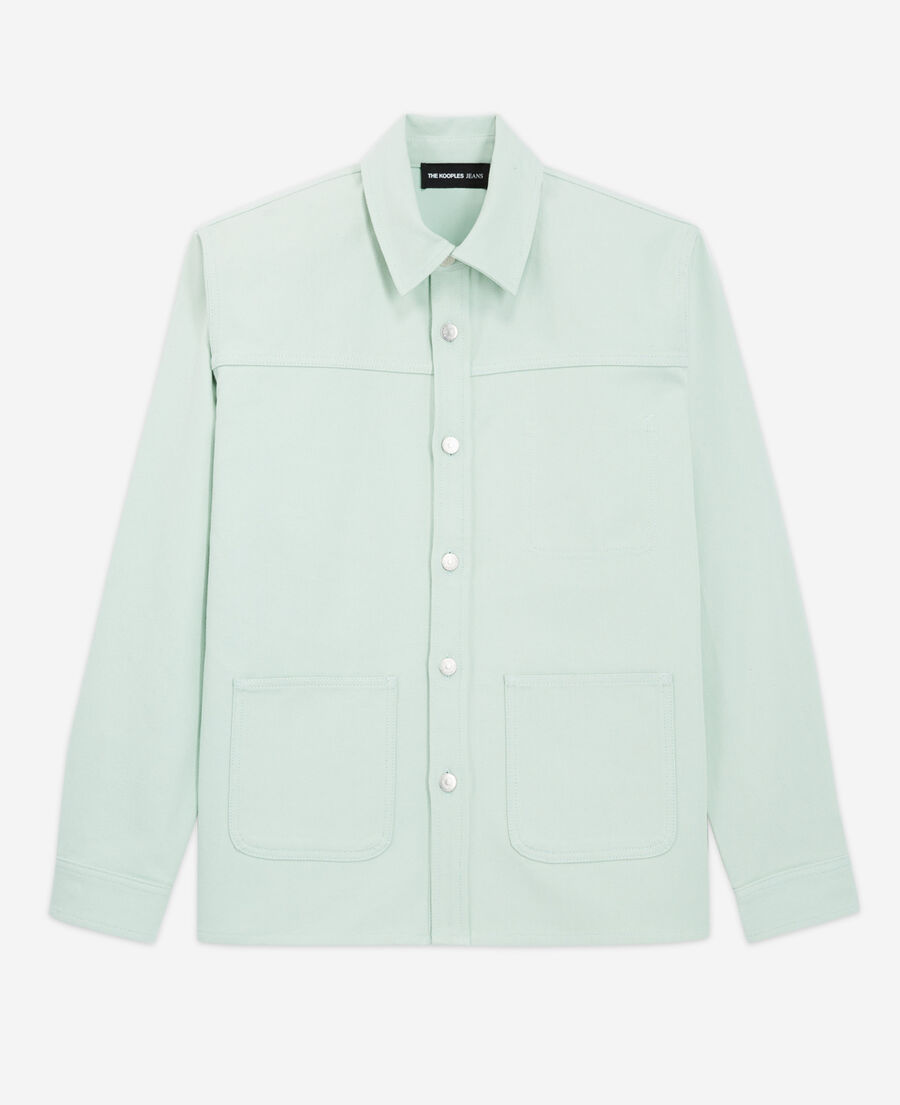camisa algodón verde claro bolsillos parche