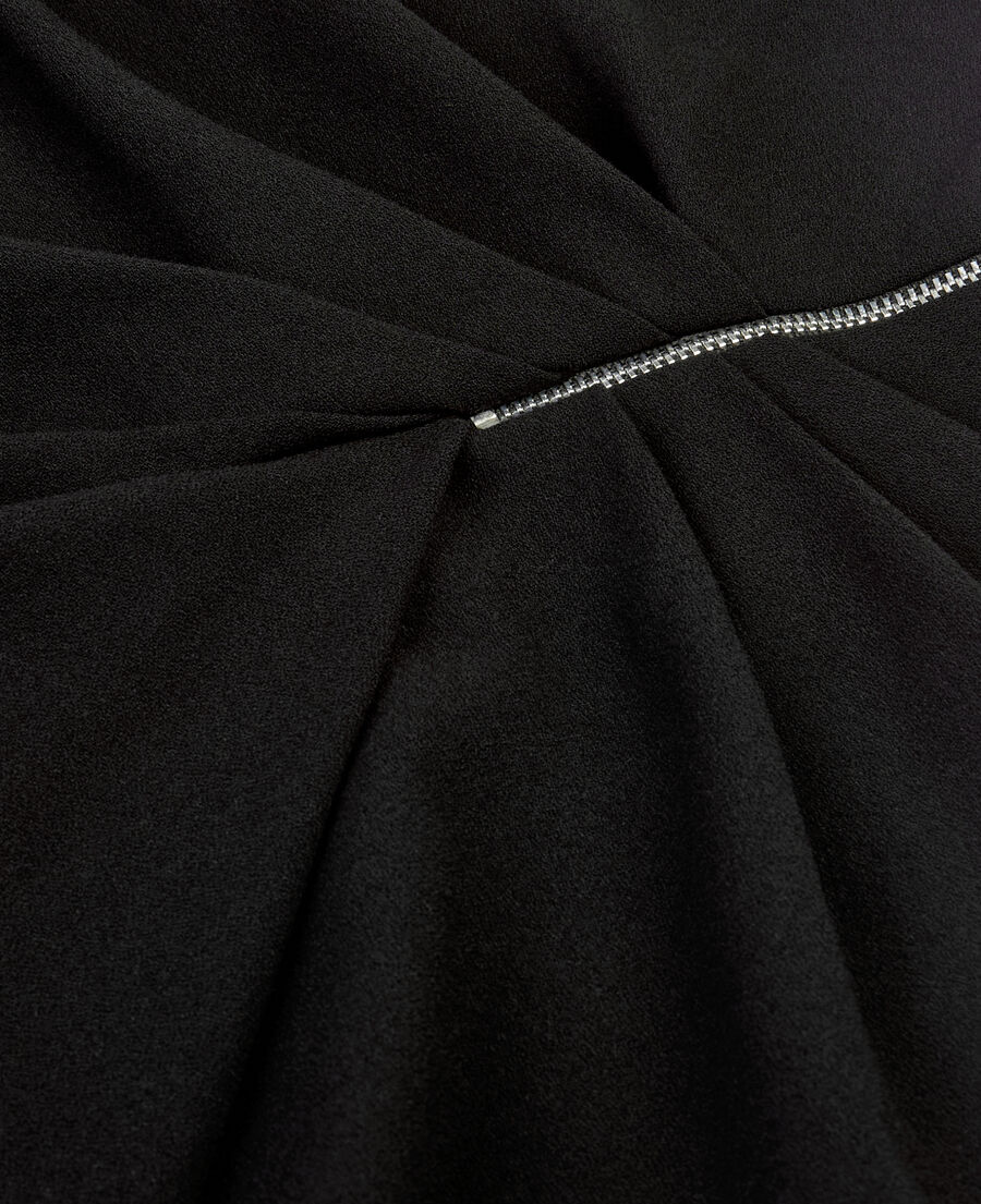 The Kooples F BLACK short black crepe skirt with zipper