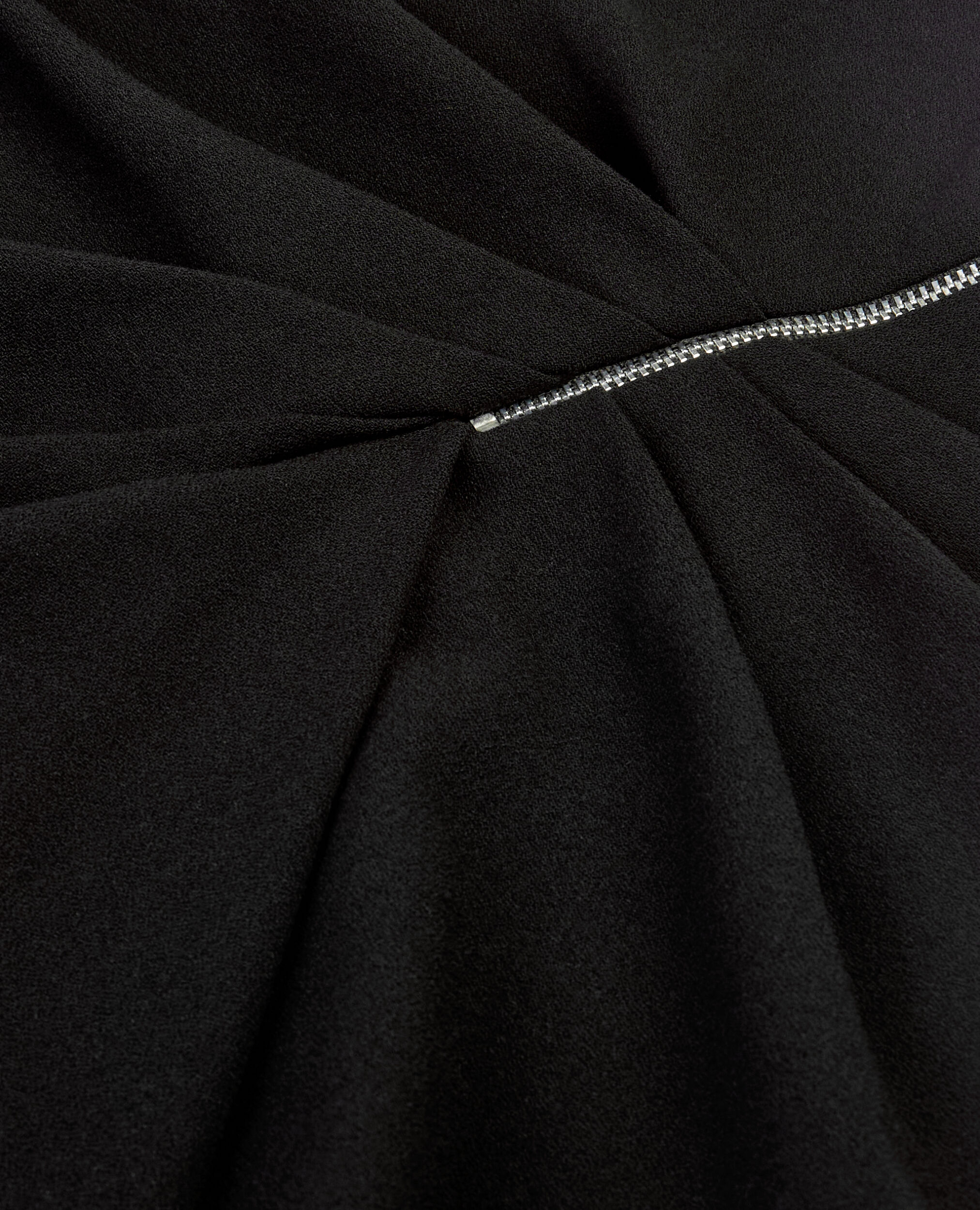 Short black crepe skirt with zipper, BLACK, hi-res image number null