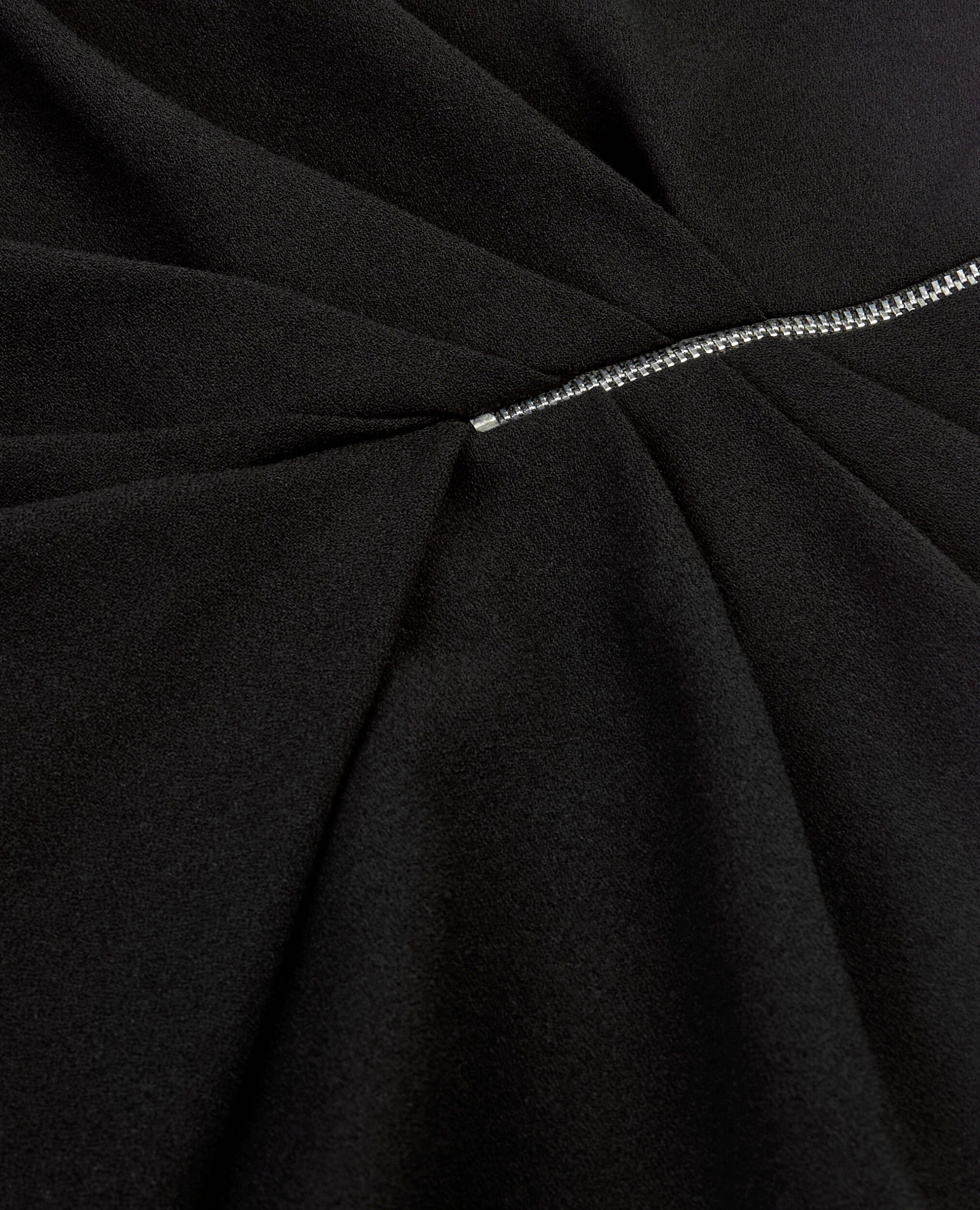 Short black crepe skirt with zipper, BLACK, hi-res image number null