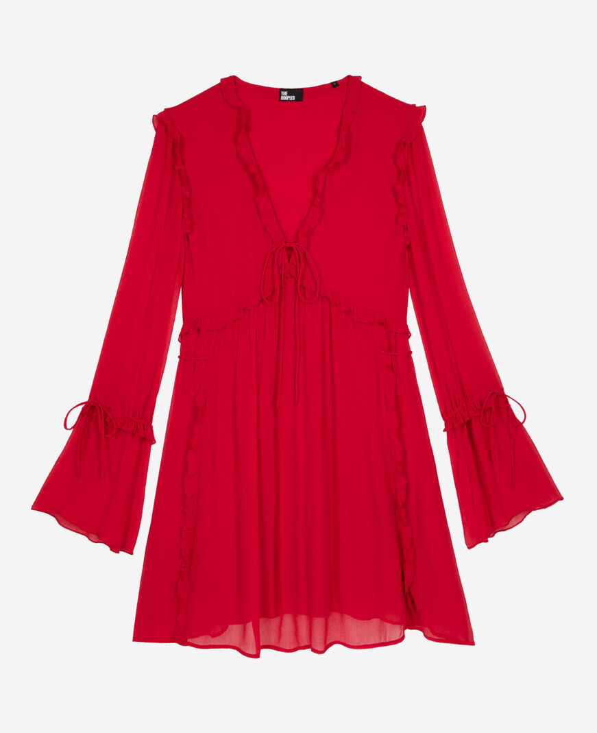 The Kooples DAMEN RED / BURGUNDY kurzes kleid mit rüschen rot