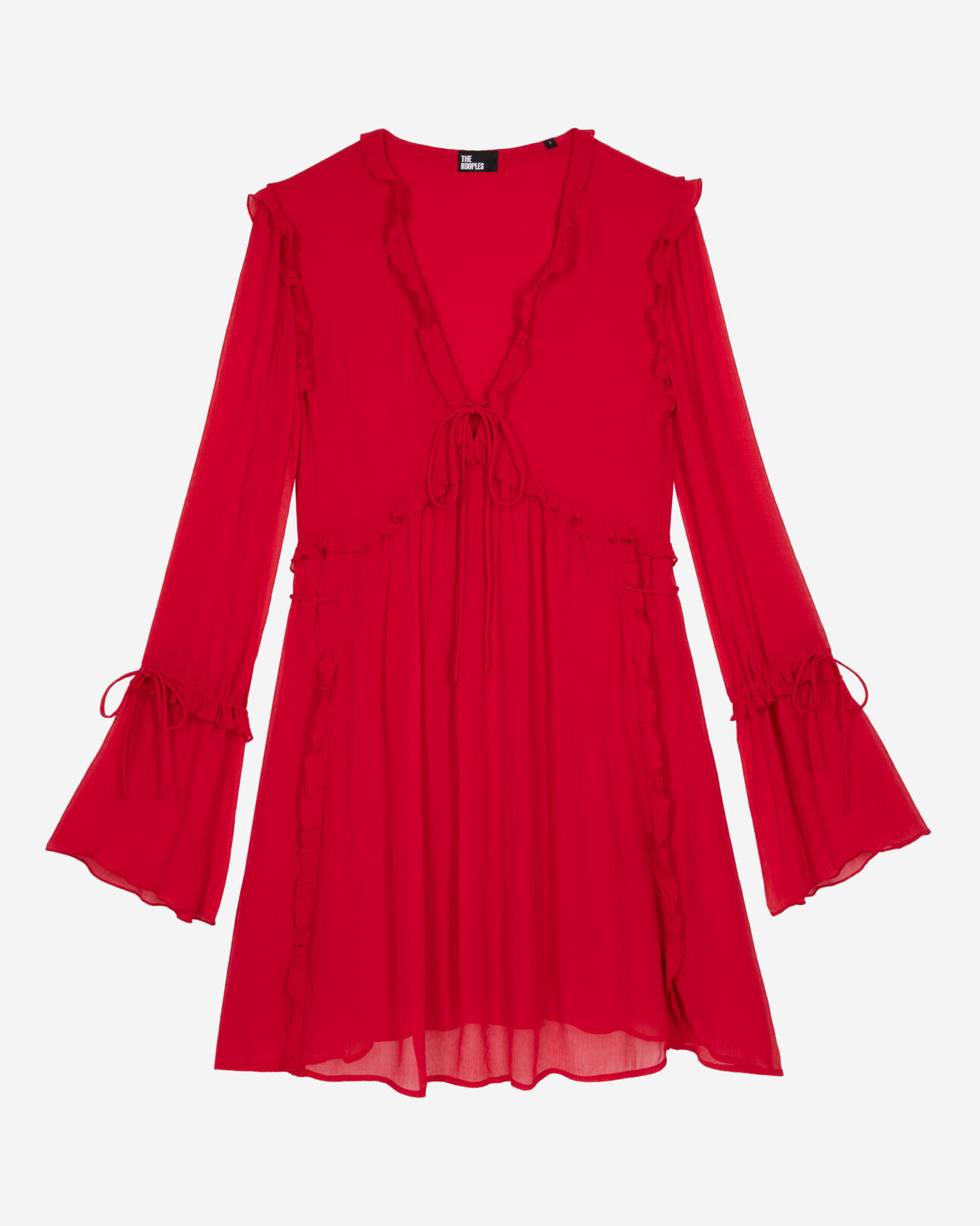 The Kooples FEMME RED / BURGUNDY robe courte avec volants rouge