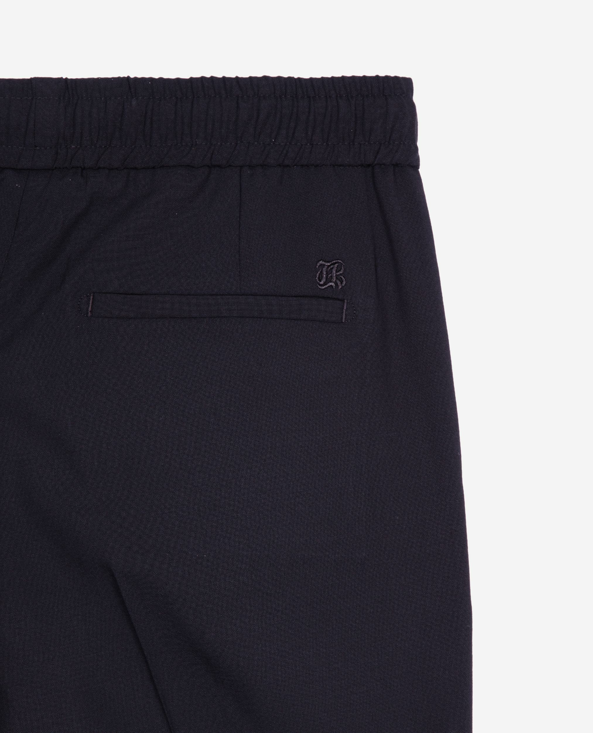 Pantalon élastiqué droit en laine marine, NAVY, hi-res image number null