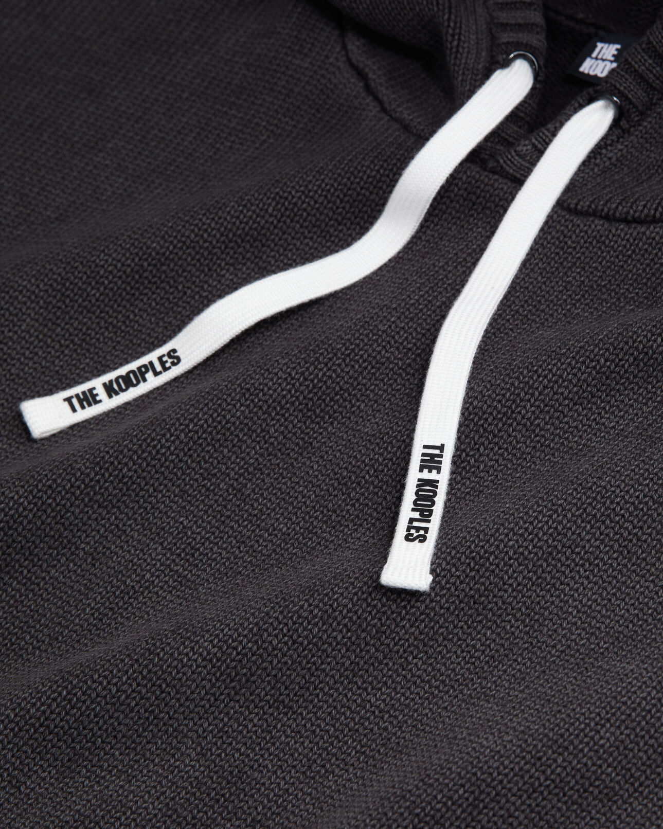 The Kooples MEN BLACK WASHED black cotton and wool hooded sweater