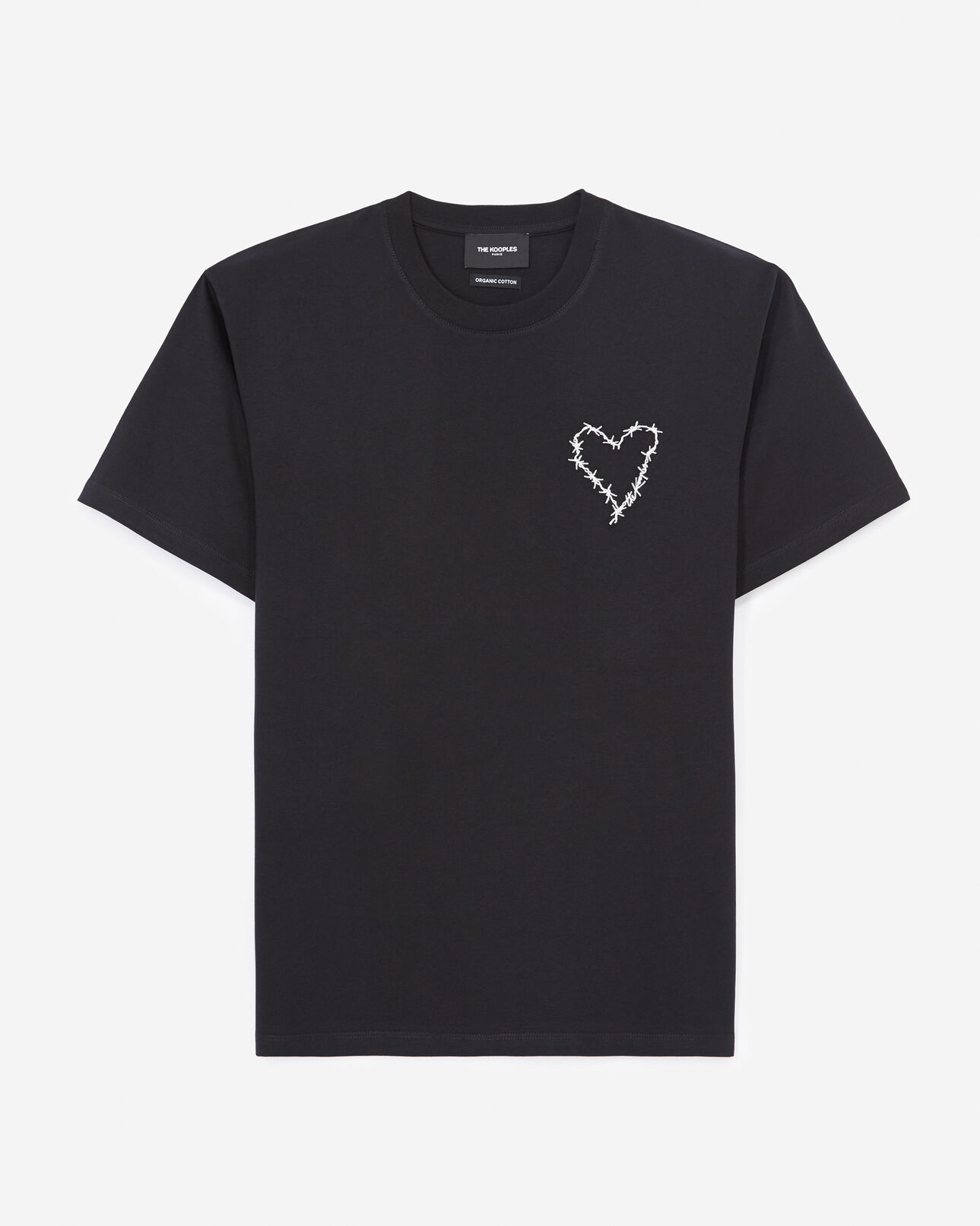 The Kooples HOMME BLACK t-shirt noir avec cœur brodé