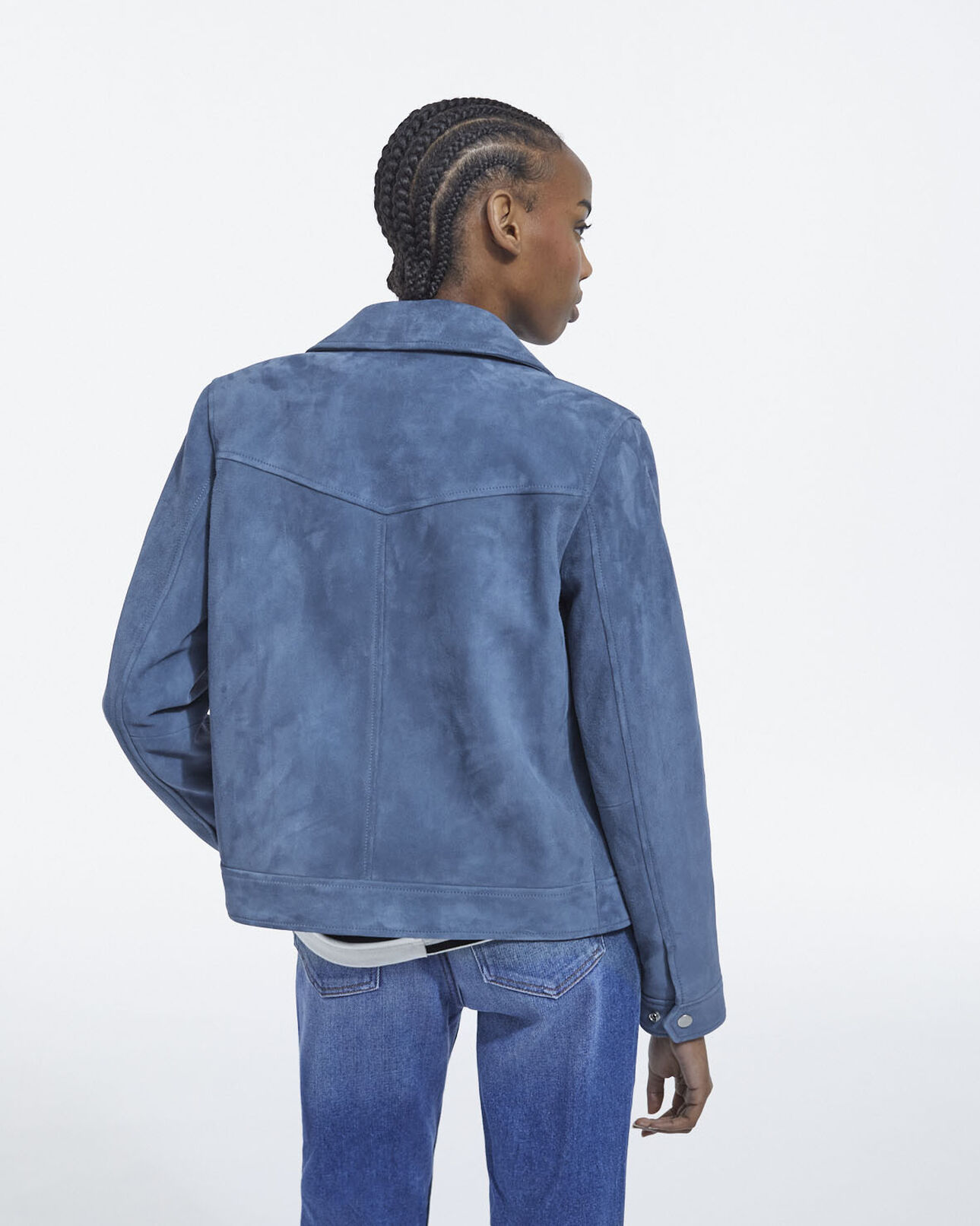The Kooples F BLUE suede leather jacket