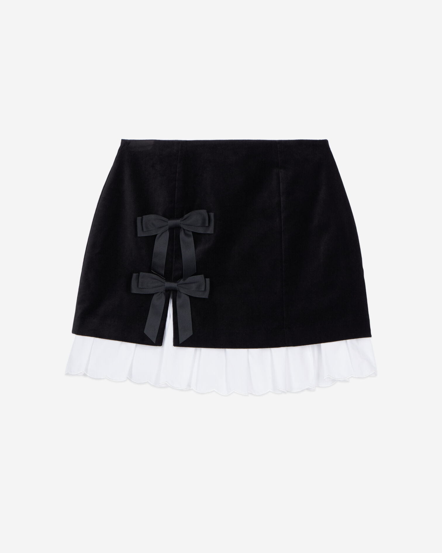 Jupe courte en velours noir, BLACK, hi-res image number null