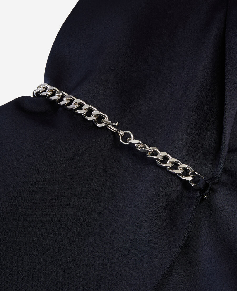 The Kooples F NAVY short navy blue dress with chain