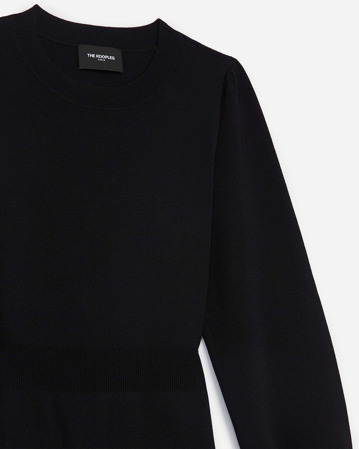 Fitted black short knitted dress, BLACK, hi-res image number null