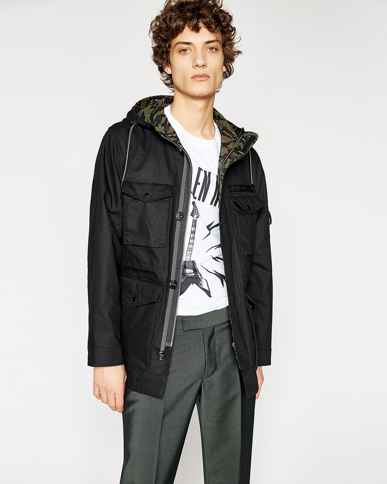 The Kooples HOMME BLACK parka mi-longue
