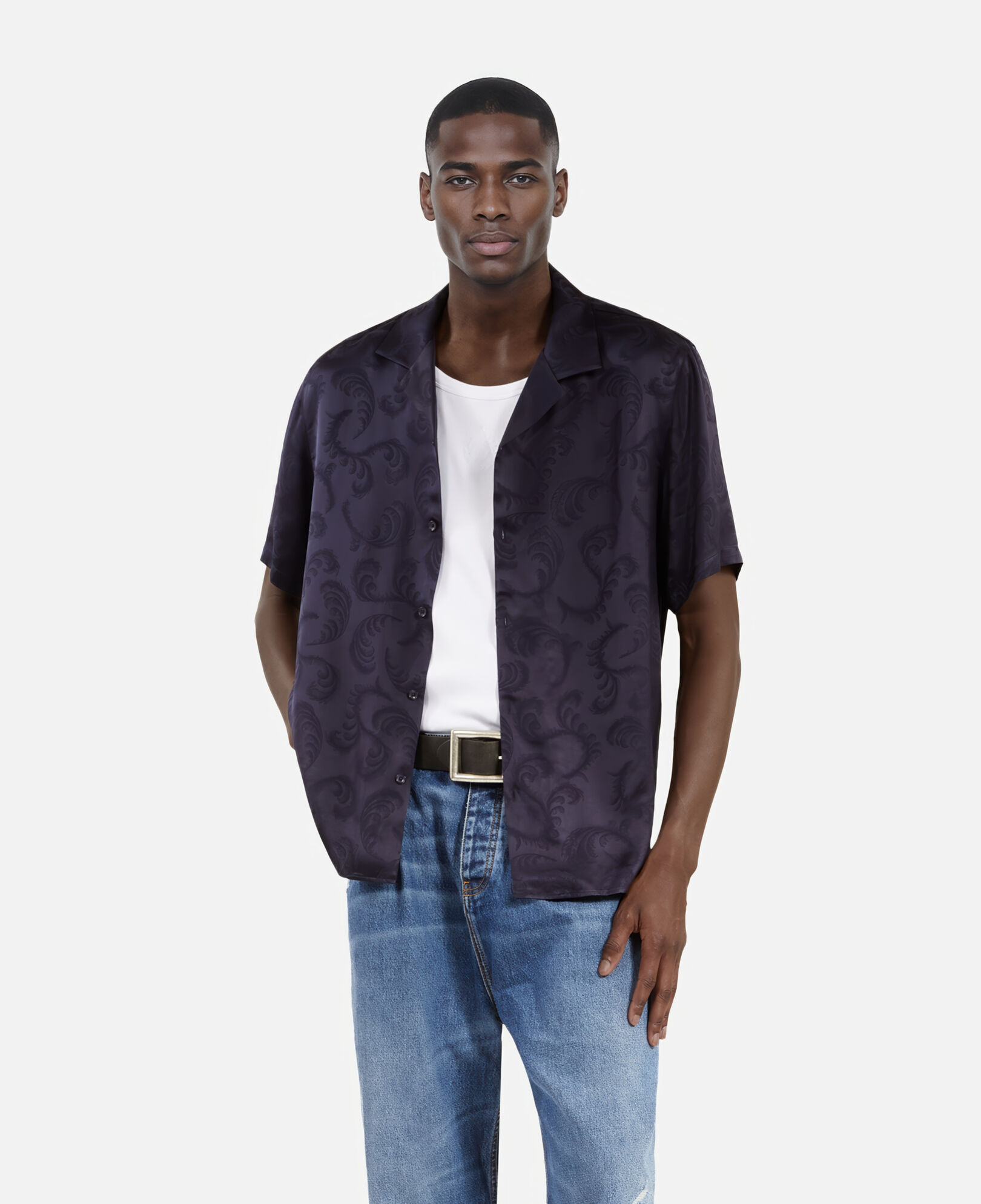 The Kooples MEN NAVY short-sleeved navy shirt