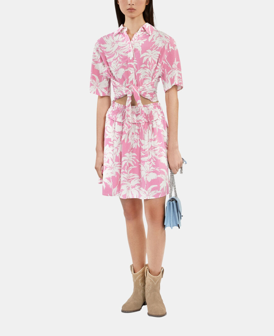 The Kooples F PINK-WHITE short printed skirt with smocks