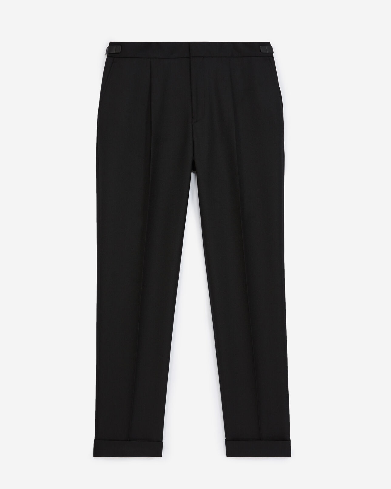 The Kooples MEN BLACK straight black wool blend pants with pleats