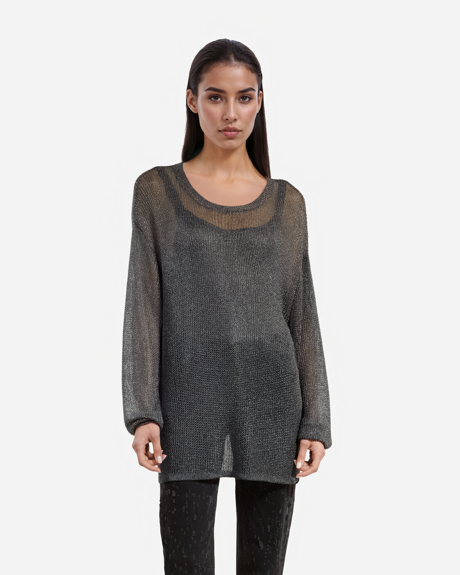 Pull effet côte de maille gris, GREY SILVER, hi-res image number null