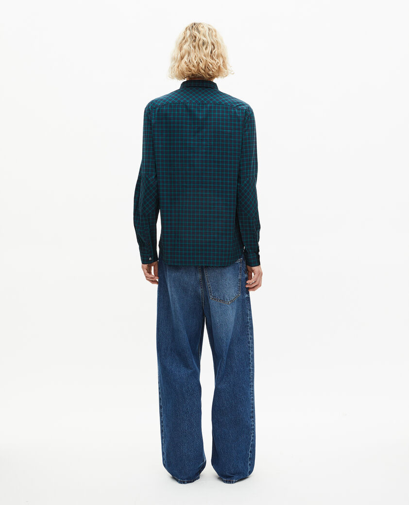 The Kooples HOMME NAVY-GREEN chemise &agrave; petits carreaux marine et verte