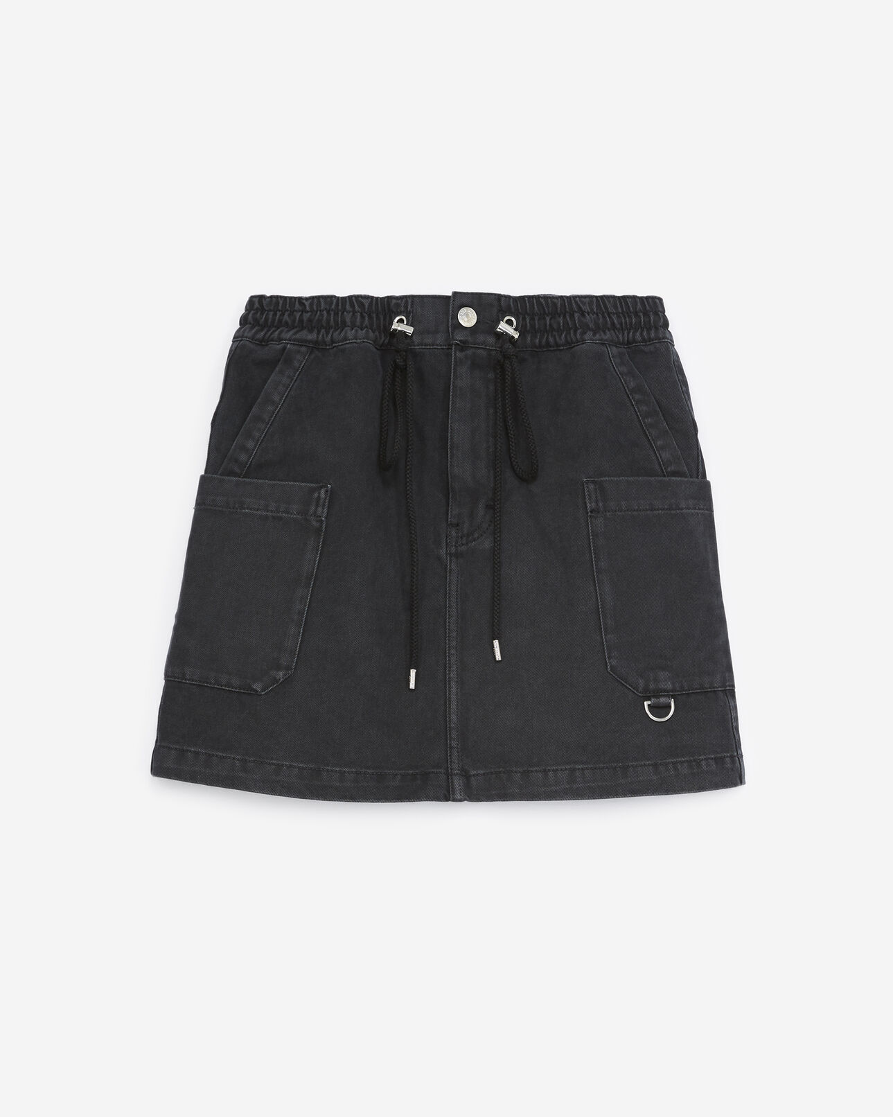 The Kooples DAMEN GREY WASHED jeansrock kurz grau bindebänder