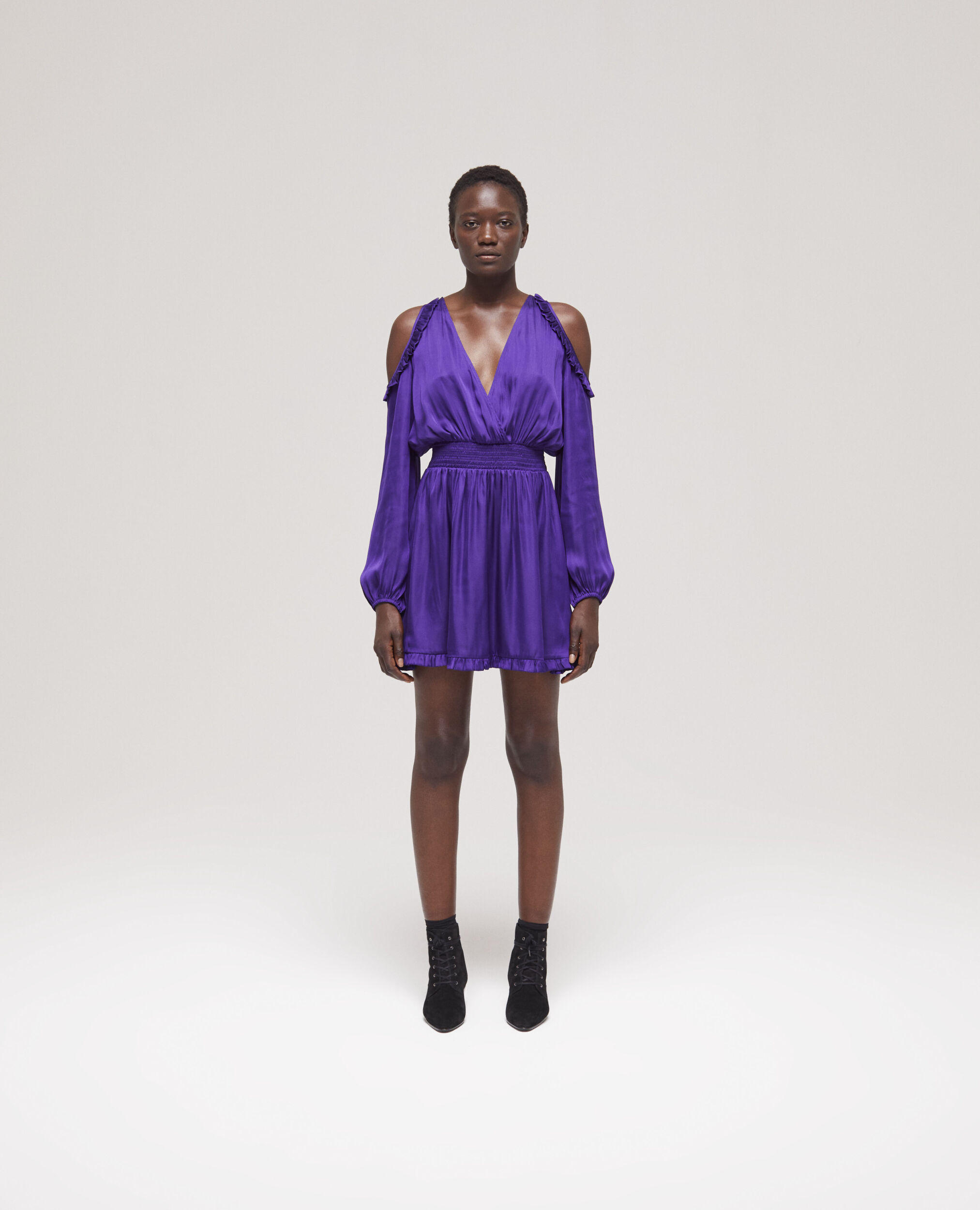 Purple dress with ruffles top