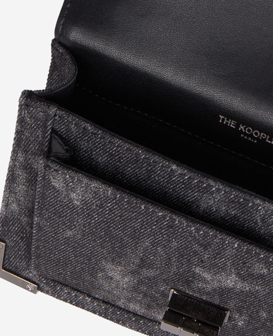 The Kooples WOMEN BLACK WASHED emily new nano black denim bag with rivets