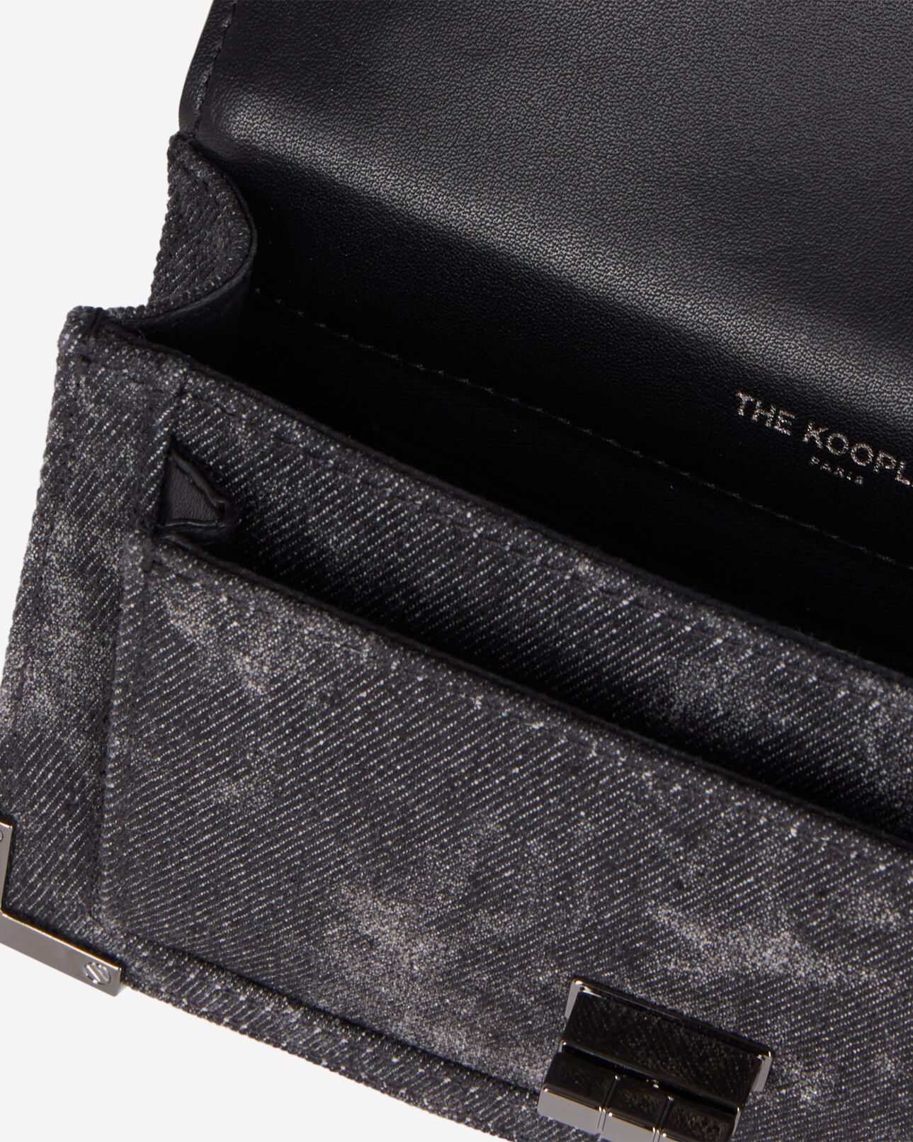 The Kooples WOMEN BLACK WASHED emily new nano black denim bag with rivets