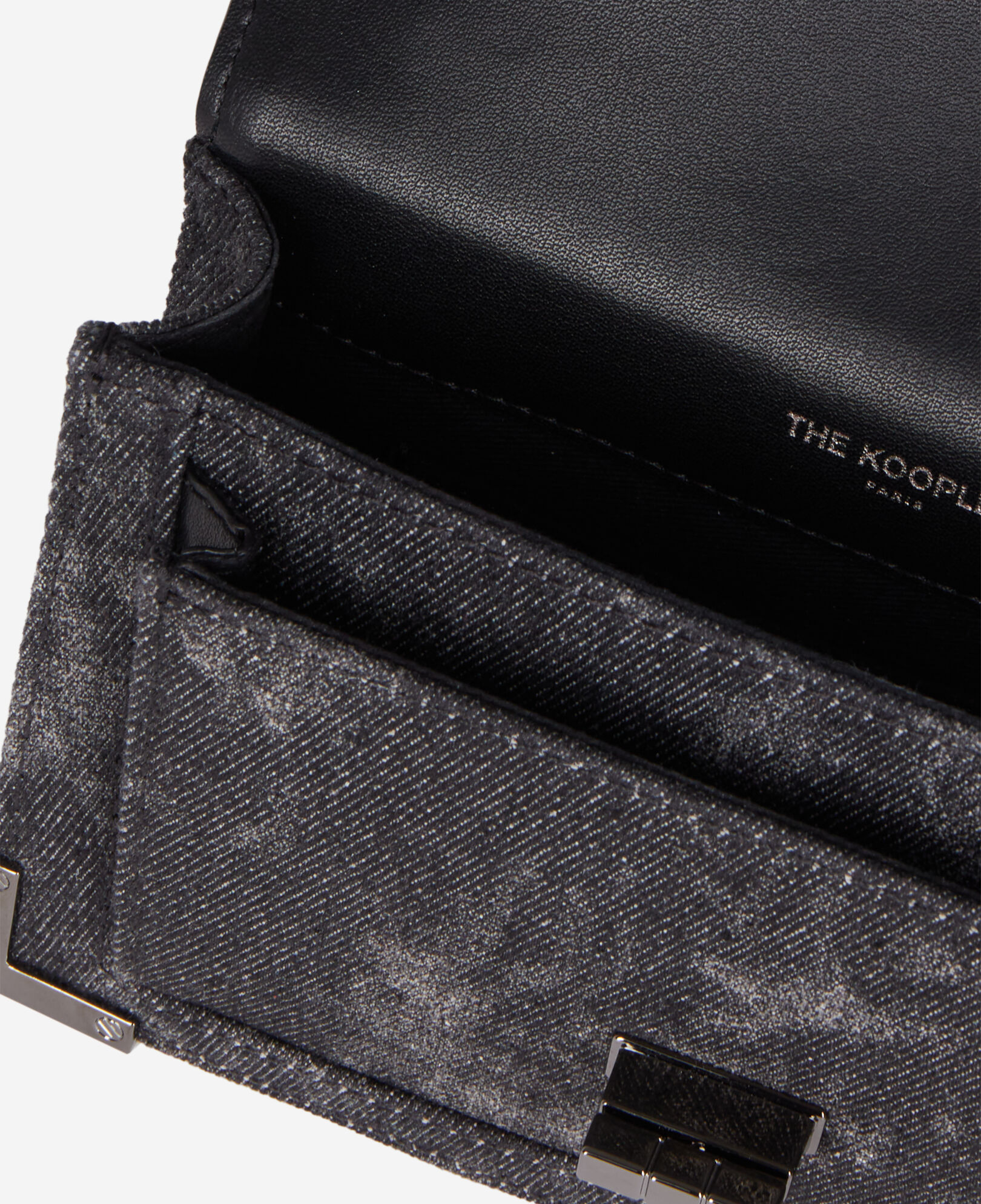 The Kooples WOMEN BLACK WASHED emily new nano black denim bag with rivets