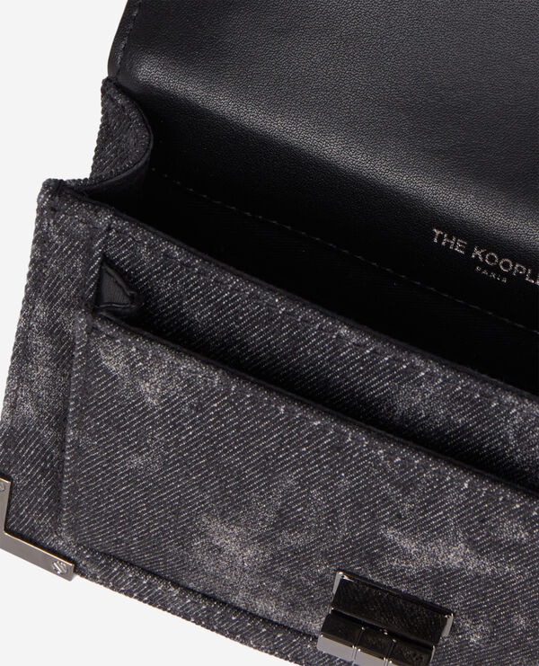 The Kooples FEMME BLACK WASHED sac emily new nano noir en denim avec rivets