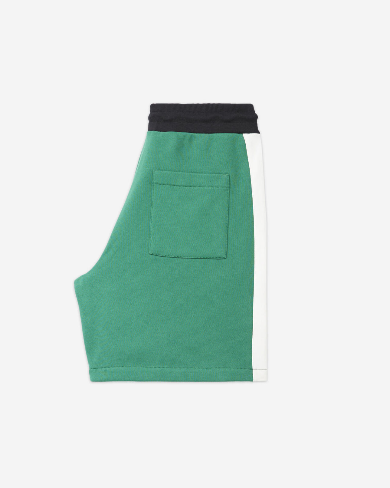 The Kooples HOMME GREEN BLACK ECRU short vert molleton bandes latérales noires