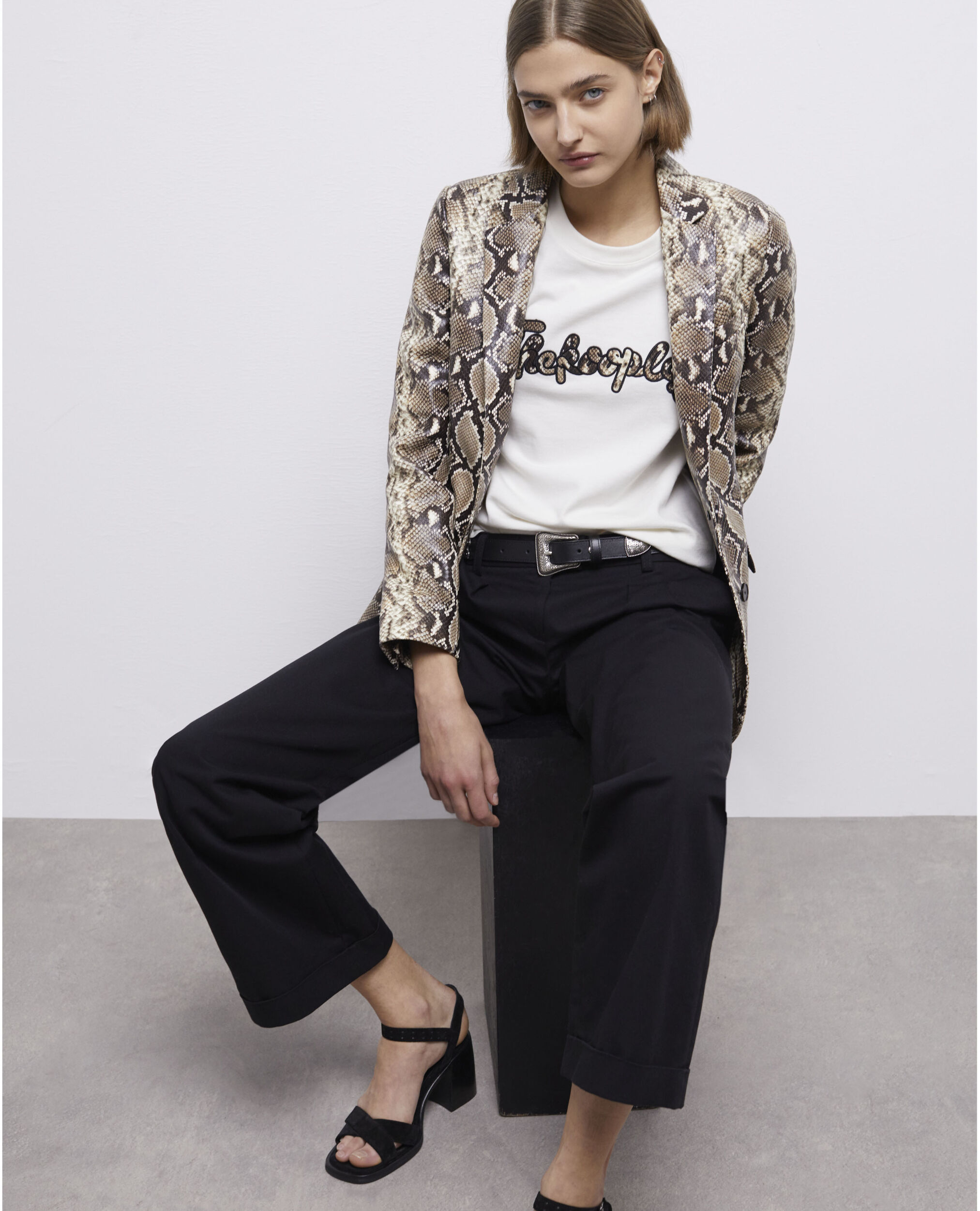 Lederjacke mit Pythonmuster, PYTHON BEIGE, hi-res image number null