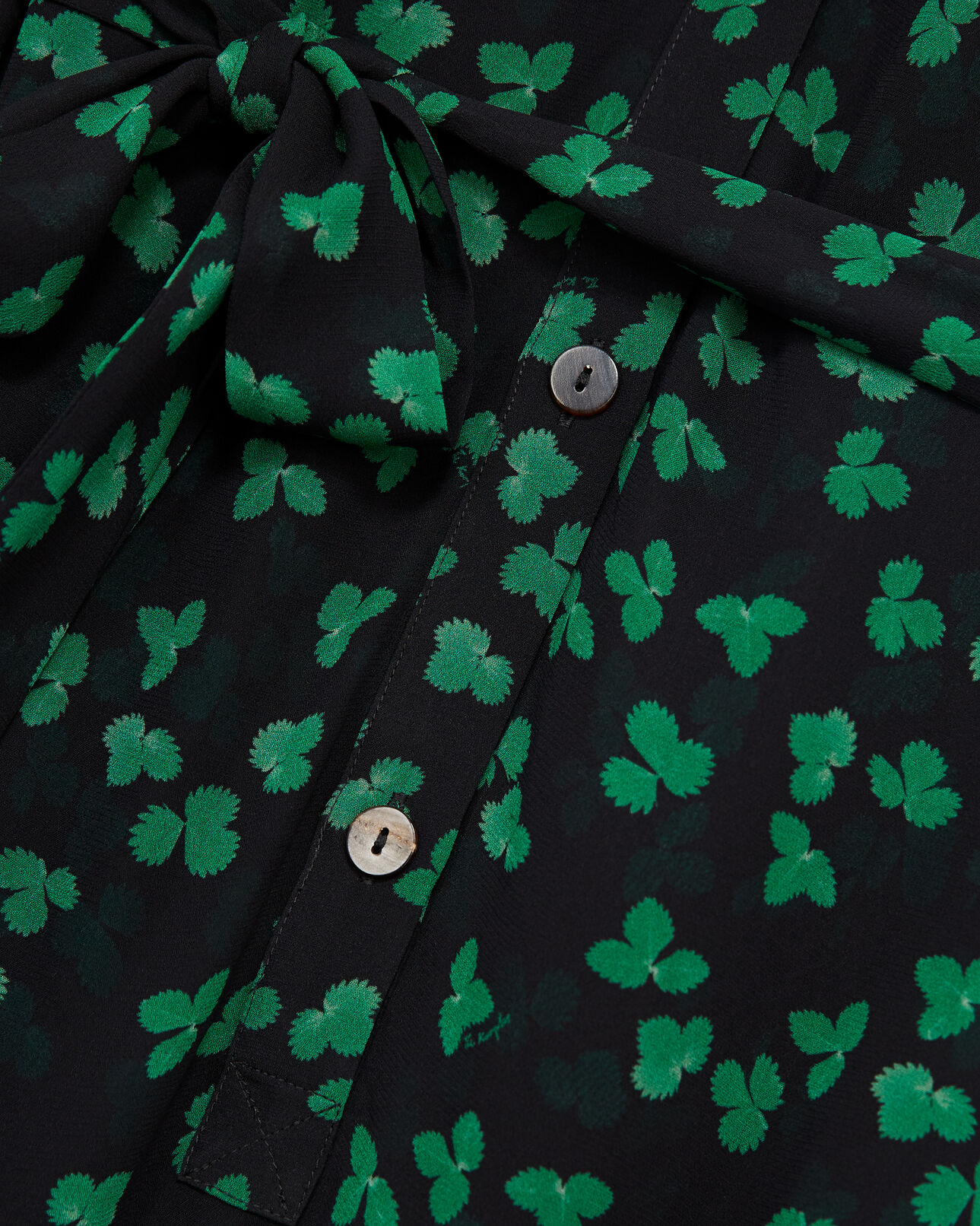 The Kooples WOMEN BLACK / GREEN short black dress with green pattern and belt