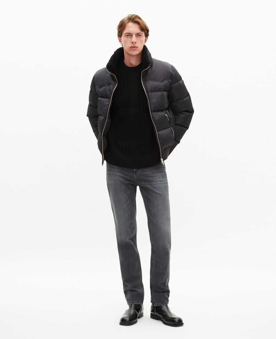 The Kooples HOMBRE STONE chaqueta de plumas con cuello efecto pelo gris