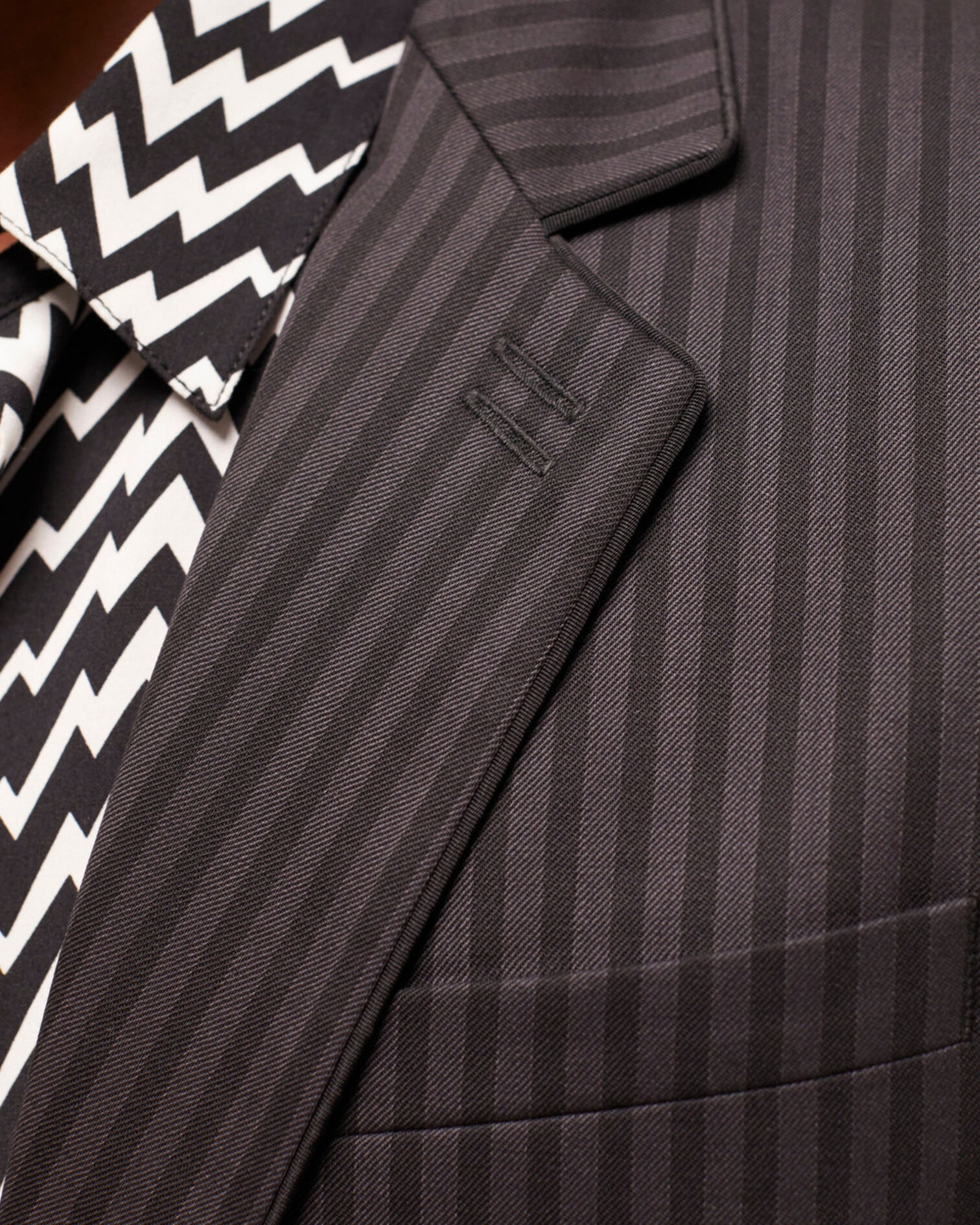 Striped wool suit jacket, BLACK GREY, hi-res image number null