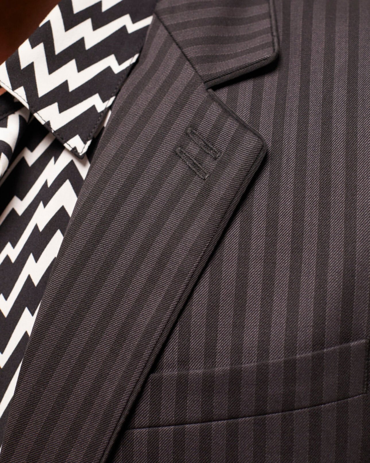 The Kooples MEN BLACK GREY striped wool suit jacket