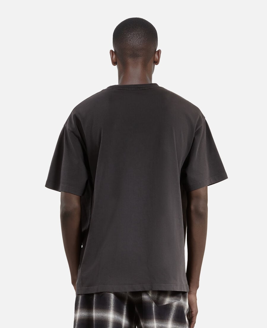 The Kooples MEN BLACK WASHED t-shirt with faded black logo