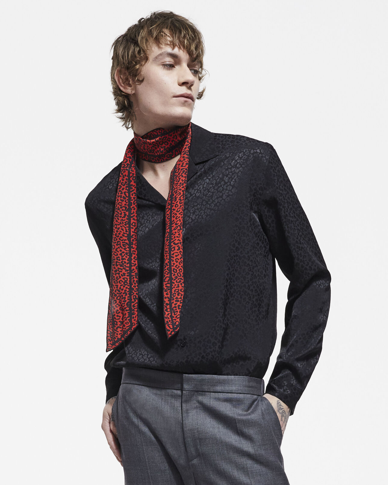 The Kooples UNISEX RED / BLACK rotes leoparden-halstuch
