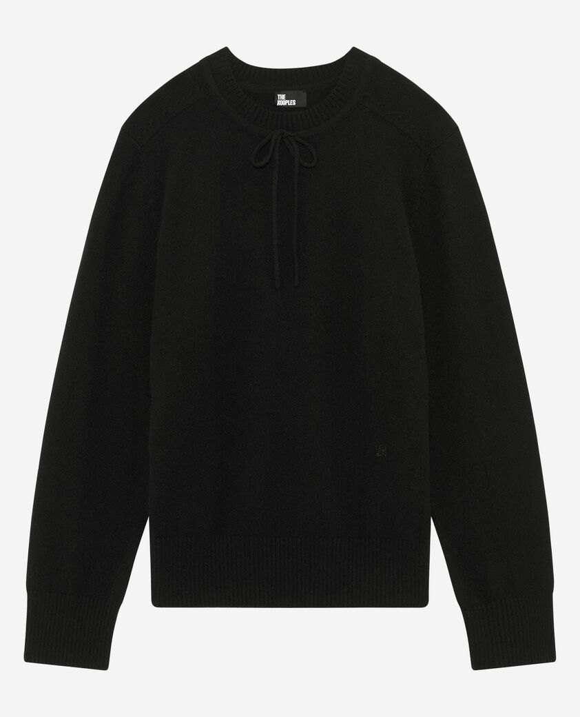 The Kooples FEMME BLACK pull col rond en cachemire noir
