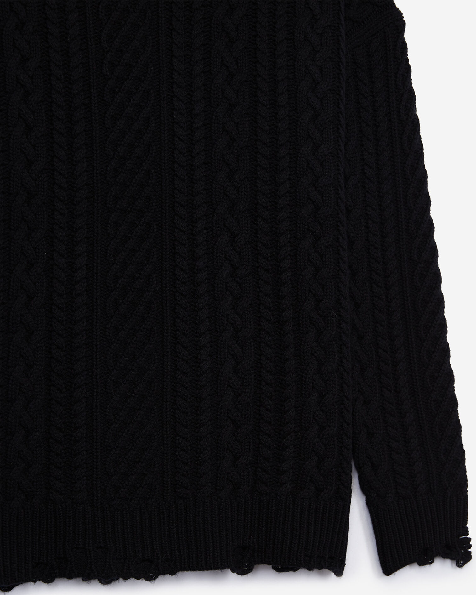 Black cashmere and wool cable knit jumper, BLACK, hi-res image number null
